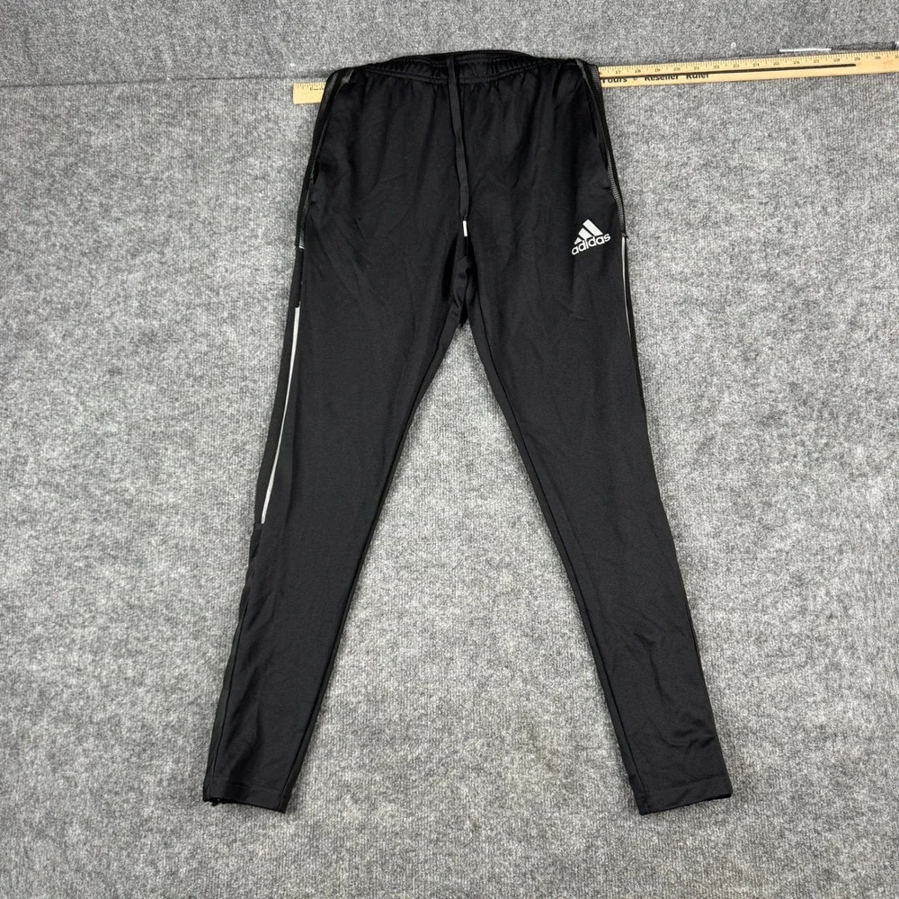 Adidas Track Pants Mens Size S Black Primegreen Slim Fit Soccer Training Zipper